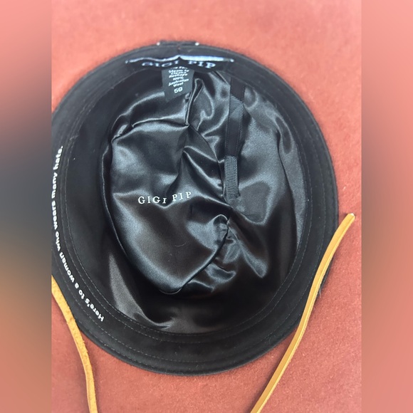 GIGI PIP Burnt Orange Wren Wide-Brim Fedora with Tan Trim - Picture 12 of 13